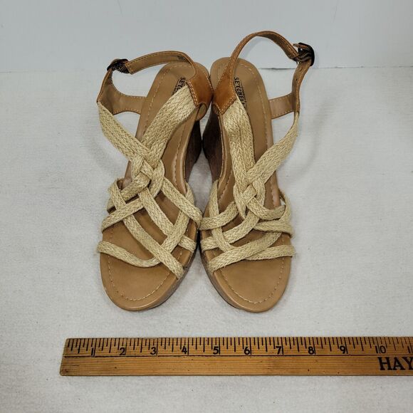 Seychelles Sandals Womens Size 8.5 Beige Leather Skin Block Heel Back Strap - Picture 6 of 13